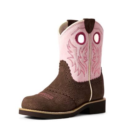 Ariat Fatbaby Cowboy Kahverengi / Pembe Western Csizma Çocuk (27122-971)